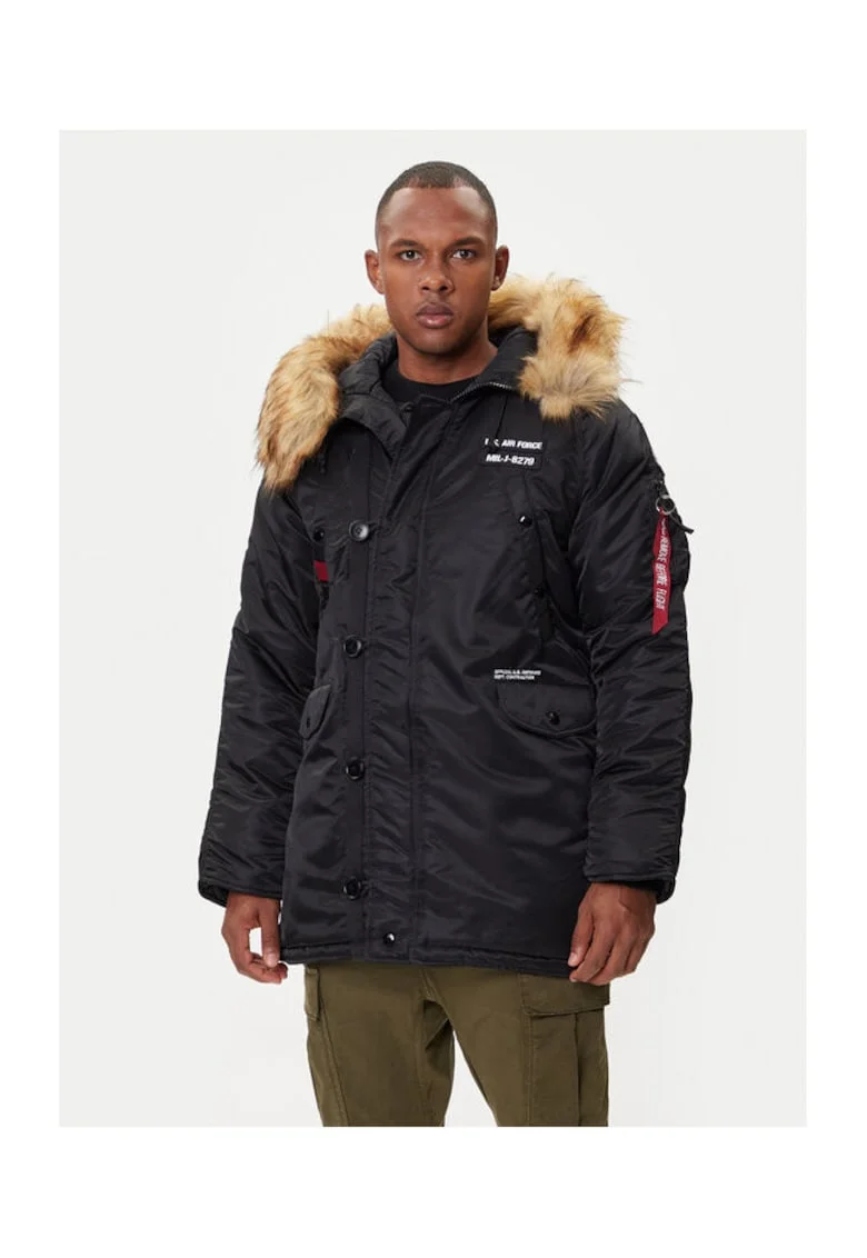 Geaca barbati,  207377462, Nylon, Negru, Negru