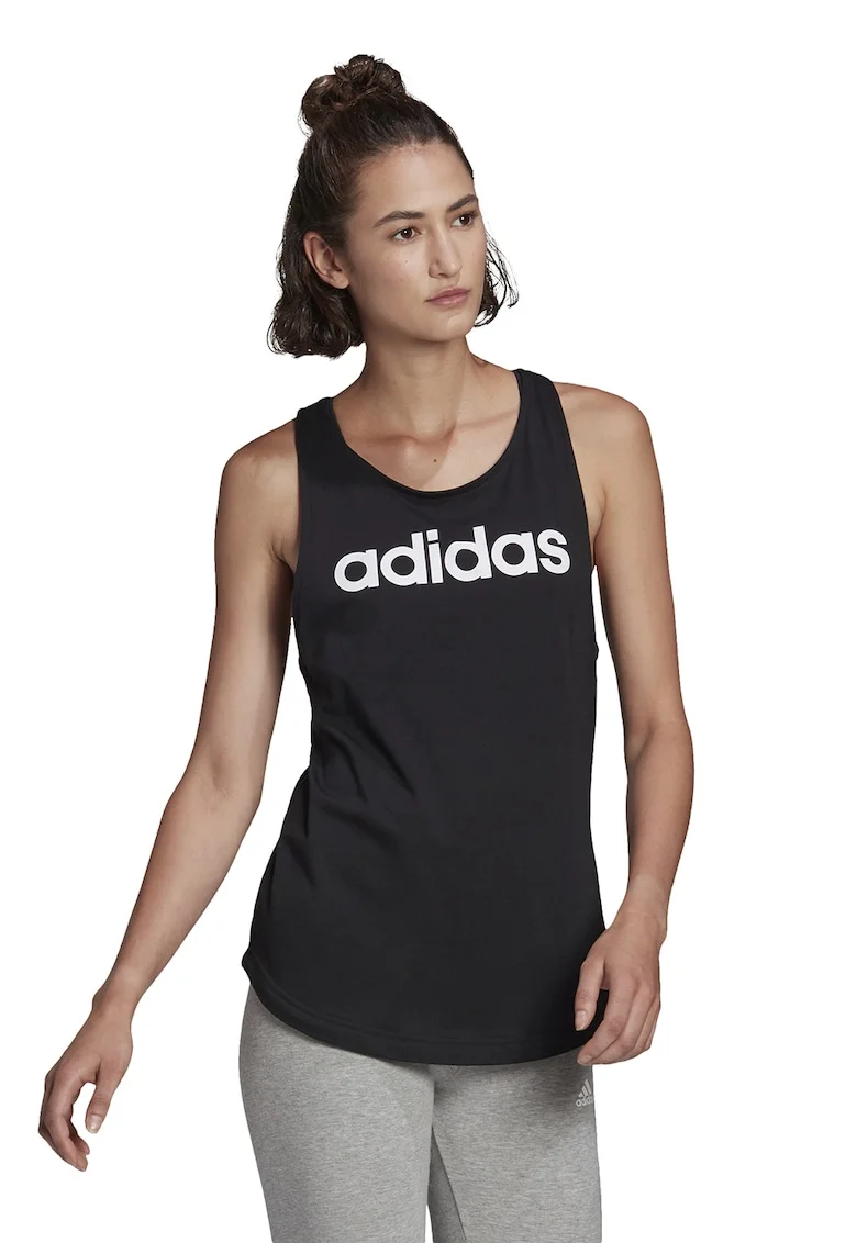 Top cu imprimeu logo Essentials, Negru