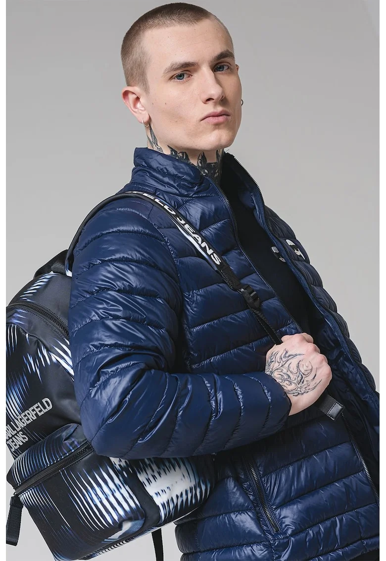 Geaca matlasata cu buzunare laterale, Bleumarin