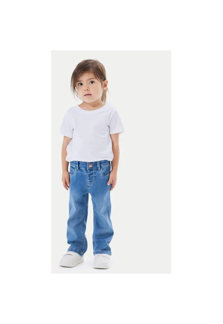 Pantaloni fete,  304718281, Lyocell/Poliester reciclat, Albastru, Albastru