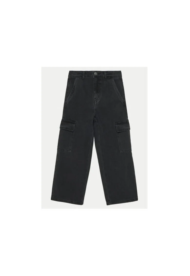 Pantaloni fete,  304718243, Bumbac/Poliester, Negru, Negru