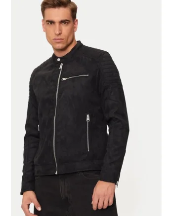 Geaca din imitatie de piele Gus 22029650 Negru Regular Fit, Piele ecologica