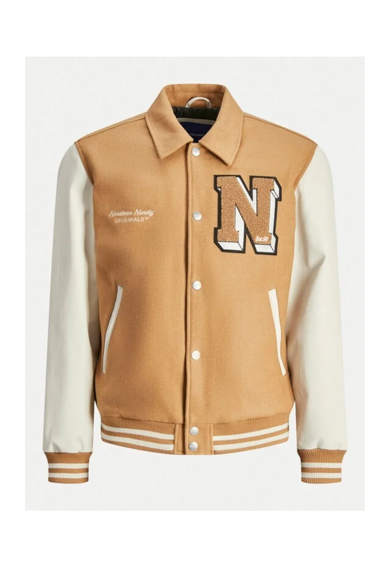 Jack&Jones Geaca bomber Carter 12260455 Bej Regular Fit, Poliester