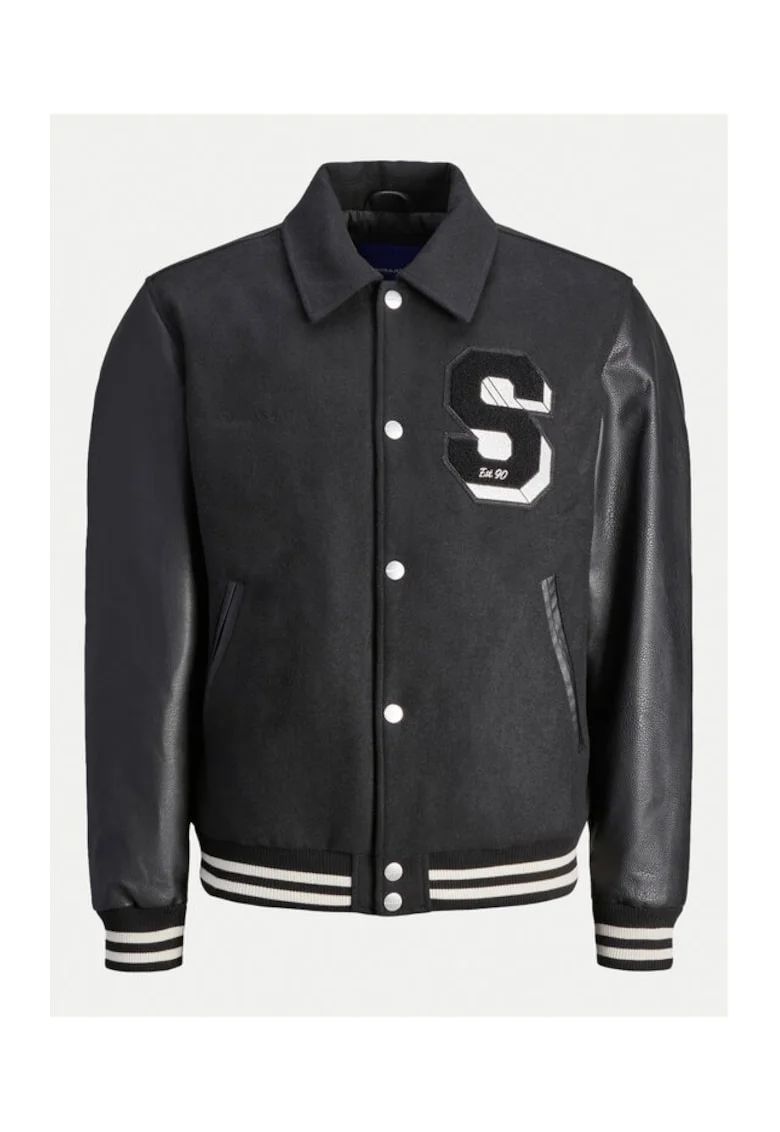 Jack&Jones Geaca bomber Carter 12260455 Negru Regular Fit, Poliester