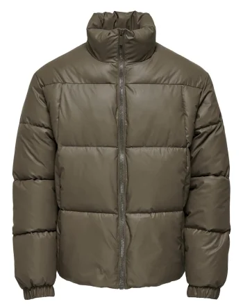 Jacheta matlasata  guler inalt, maro deschis, textil, Maro deschis