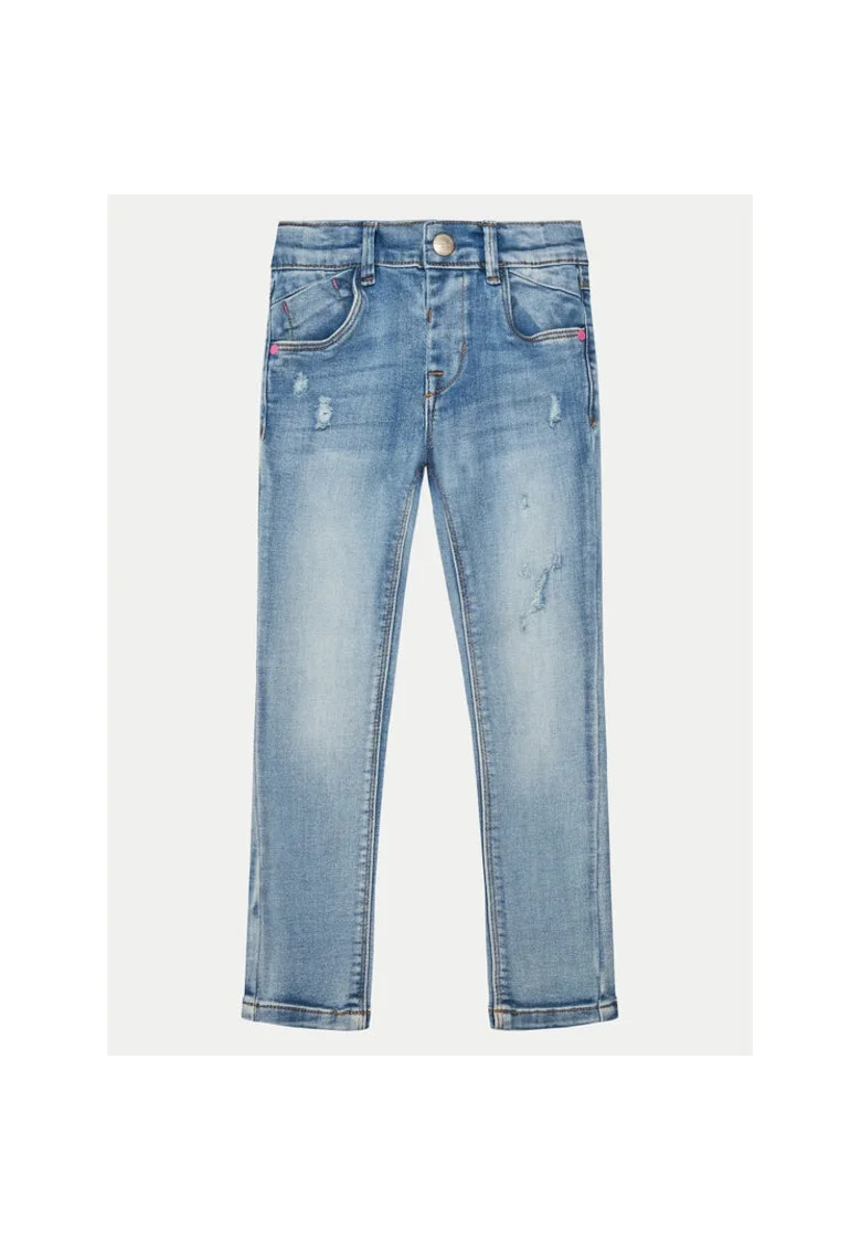 Pantaloni fete,  304718434, Bumbac/Poliester, Albastru, Albastru