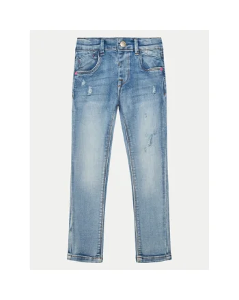 Pantaloni fete,  304718434, Bumbac/Poliester, Albastru, Albastru
