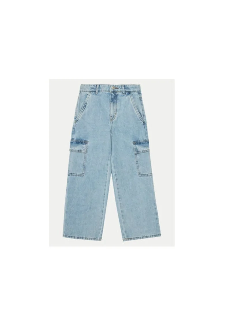 Pantaloni fete,  304718250, Bumbac/Poliester, Albastru, Albastru