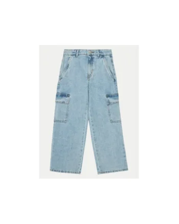 Pantaloni fete,  304718250, Bumbac/Poliester, Albastru, Albastru
