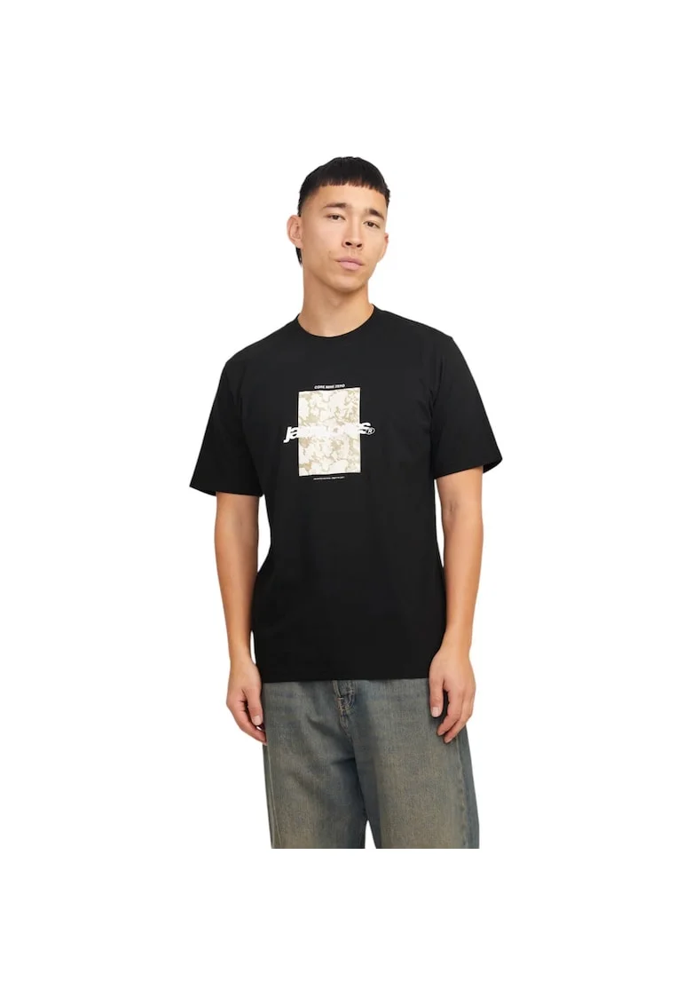 Tricou JACK &JONES Tarmac Camo Front 39875, Negru