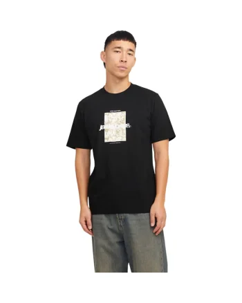 Tricou JACK &JONES Tarmac Camo Front 39875, Negru