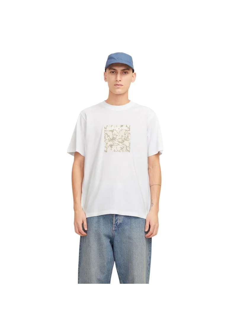 Tricou JACK &JONES Tarmac Camo Front 39880, Alb