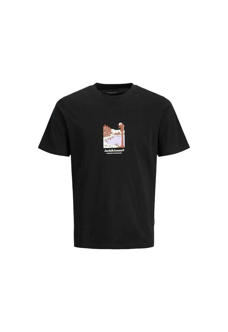 Tricou JACK &JONES Split Graphic Front 40305, Negru