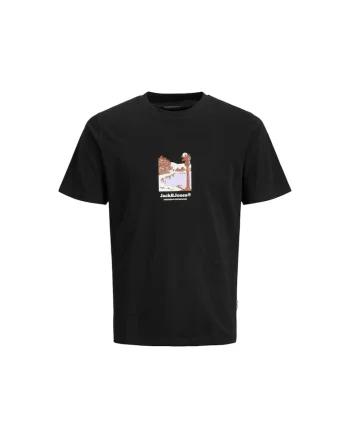 Tricou JACK &JONES Split Graphic Front 40305, Negru