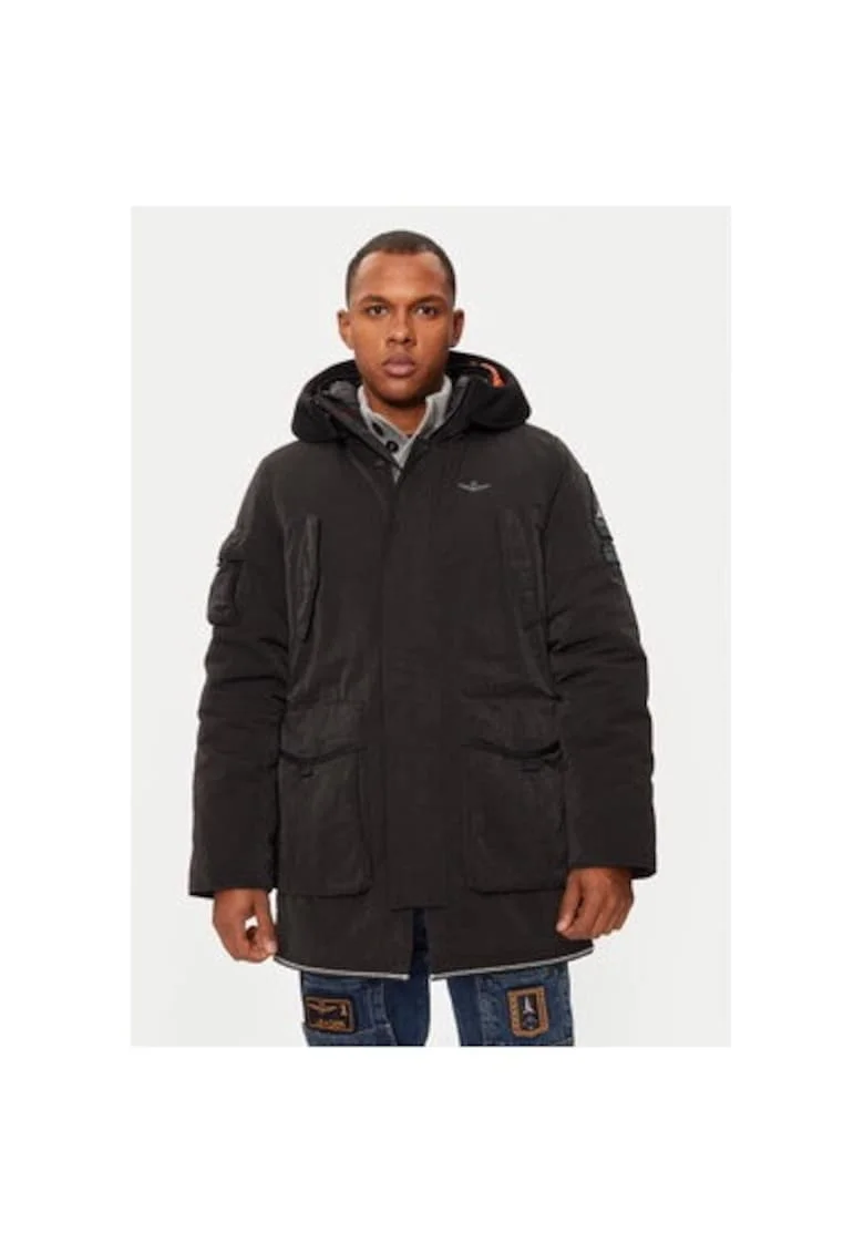 Geaca barbati,  304563980, Bumbac/Poliester, Negru, Negru