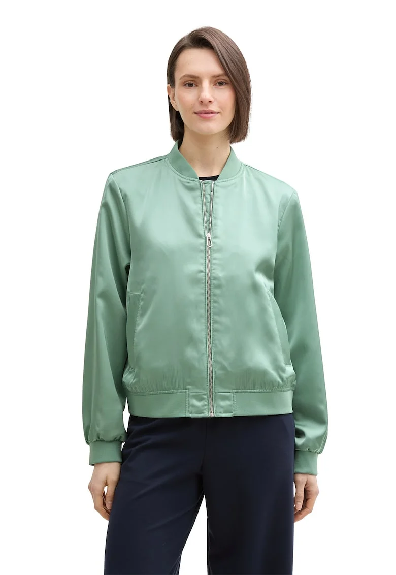 Jacheta bomber cu fermoar, Verde deschis