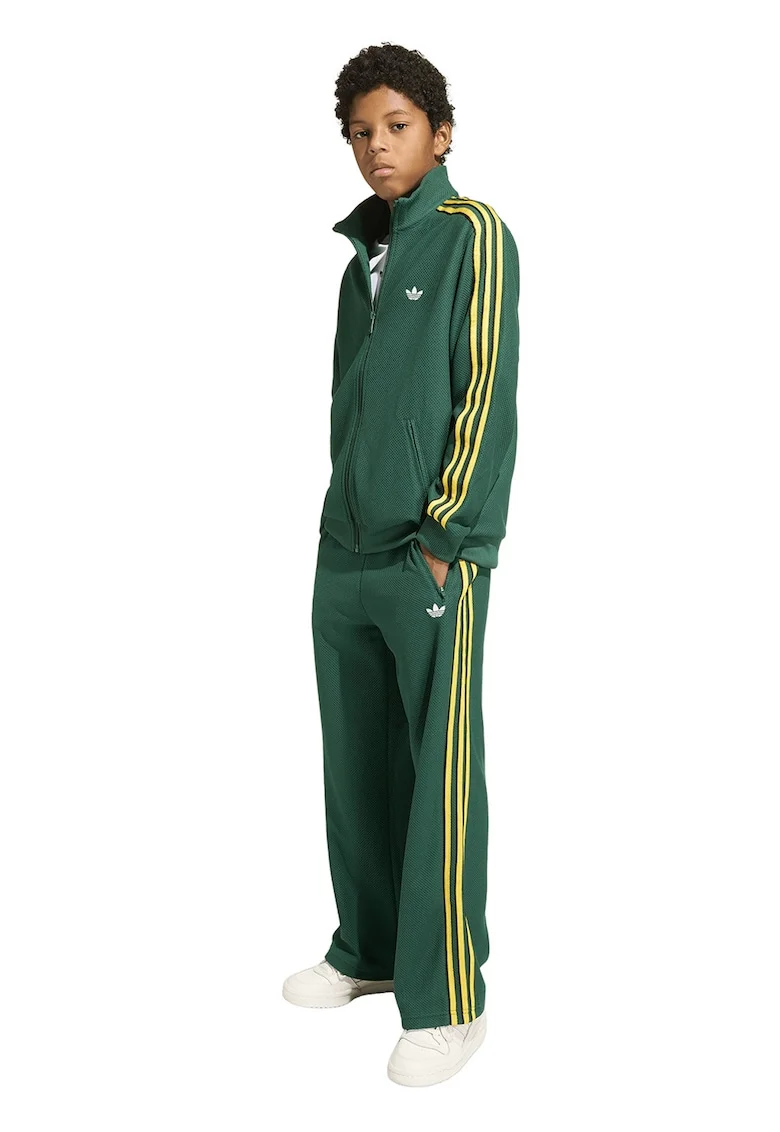 Bluza de trening cu fermoar si logo, Verde/Galben