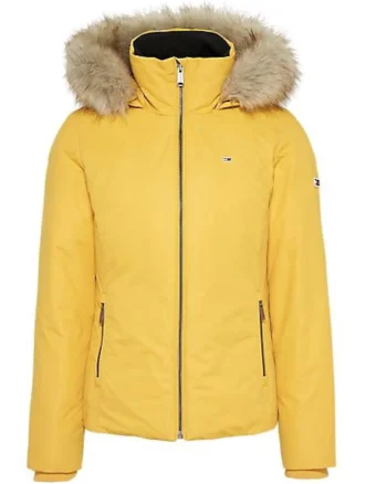 Geaca slim cu gluga cu puf,