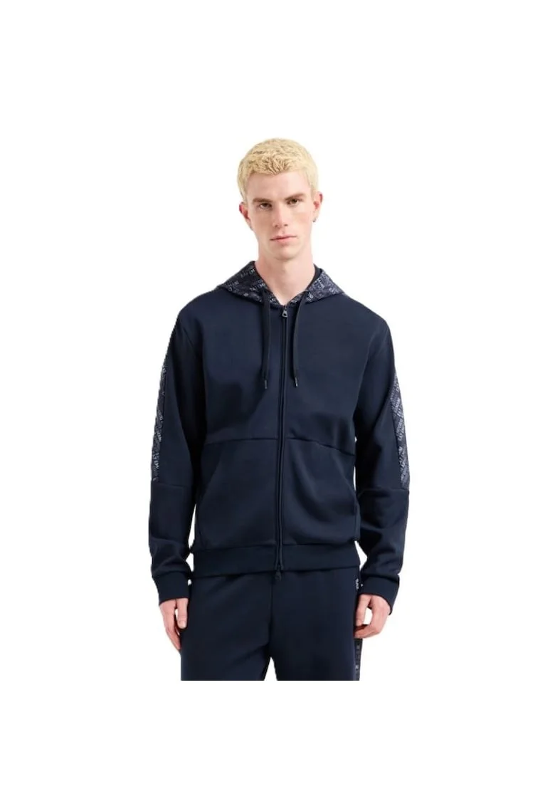 Bluza cu fermoar  pentru Barbati, m hoodie fz monogram printed, 7M000209-AF12660-UB102, Albastru, Albastru
