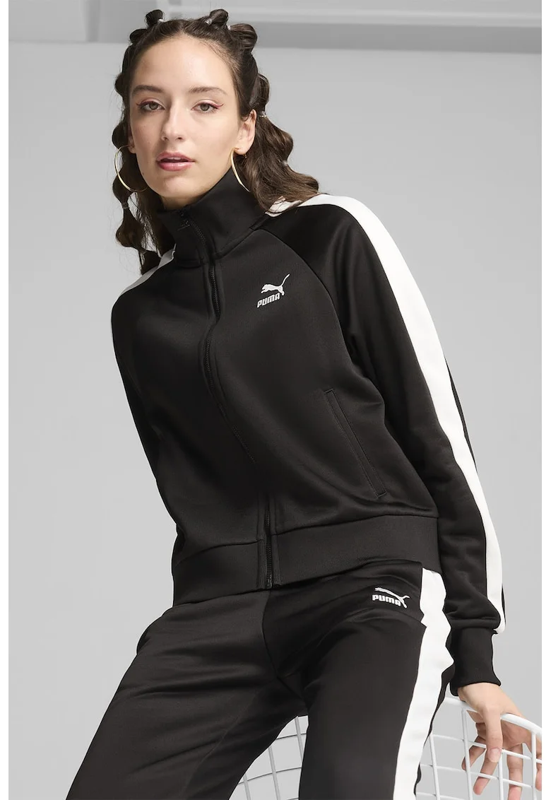 Jacheta sport cu logo Iconic, Negru/Alb optic