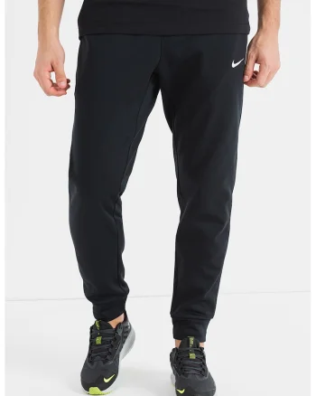 Pantaloni conici cu logo, pentru fitness, Negru
