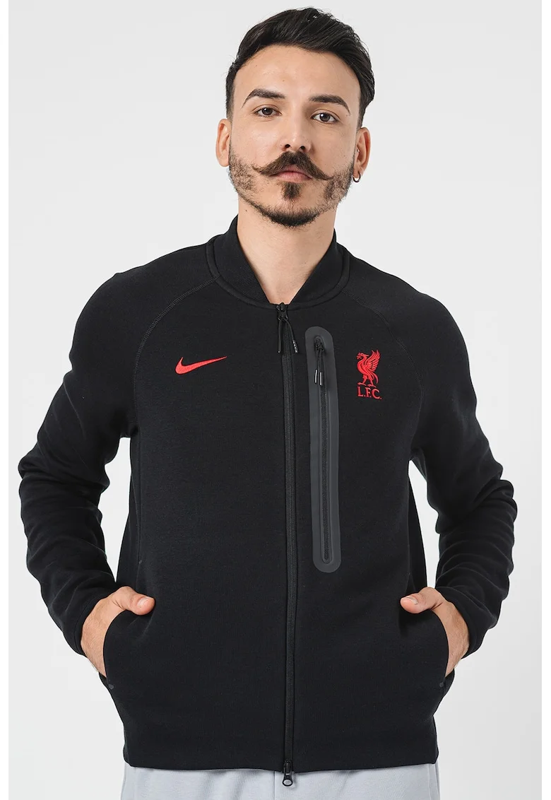 Jacheta cu maneci raglan, pentru fotba, Negru/Rosu vermillion