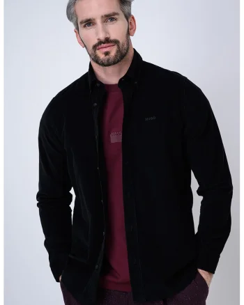 Camasa relaxed fit din reiat Epazo, Negru