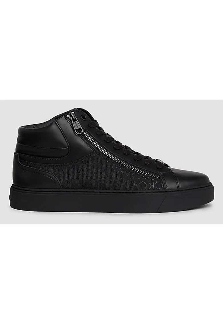 Pantofi sport  pentru Barbati, high top lace up w/zip mono, HM0HM01425-01J, Negru, Negru