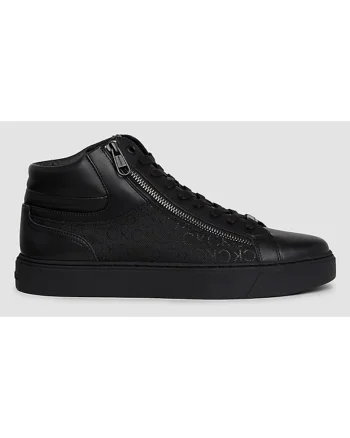 Pantofi sport  pentru Barbati, high top lace up w/zip mono, HM0HM01425-01J, Negru, Negru