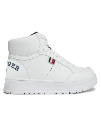 Pantofi sport  pentru Fete, logo high top lace-up sneaker, T3X9-33362-1355X336, Alb, Alb