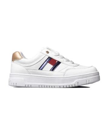 Pantofi sport  pentru Fete, flag low cut lace-up sneaker, T3A9-32982-1355Y265, Alb, Alb