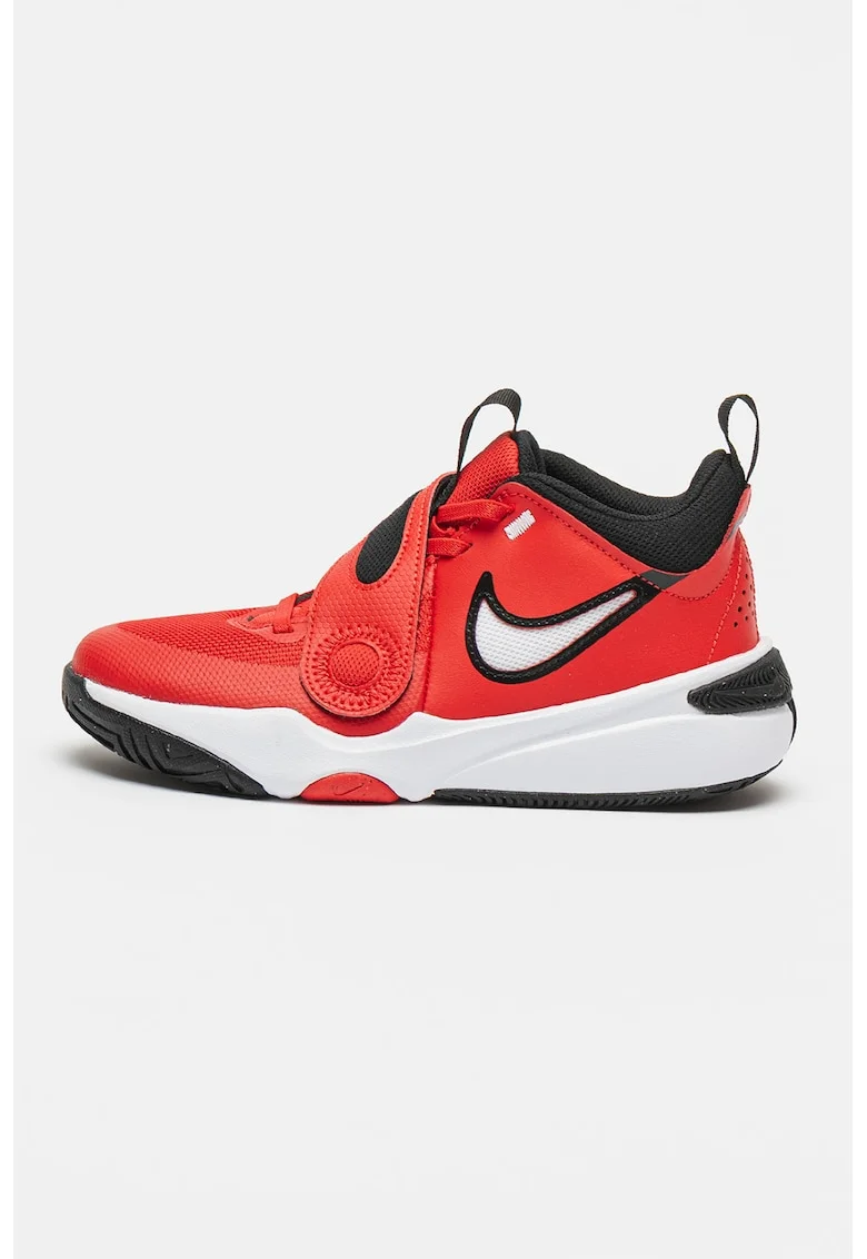 Pantofi cu garnituri din piele pentru baschet Team Hustle, Rosu/Negru