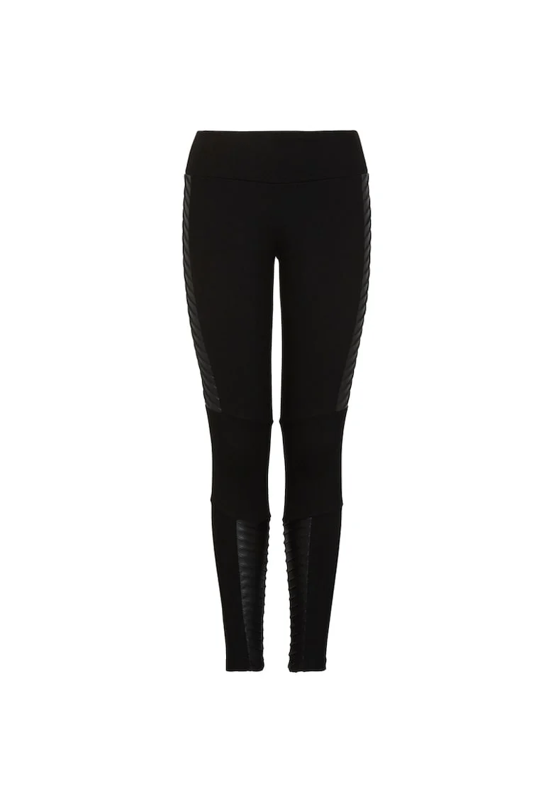 Colanti  pentru Femei, w leggings mix materials, 6RTP73-TJRLZ-1200, Negru, Negru
