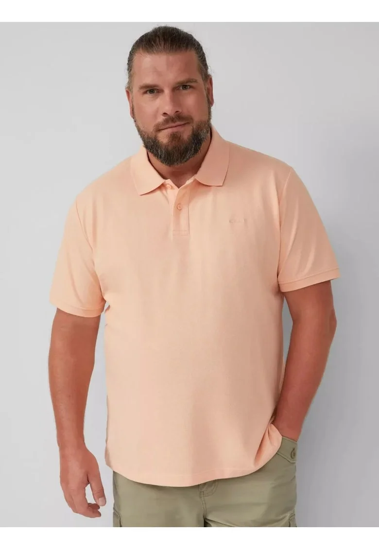 Big Sizes Tricou polo barbati big sizes, Regular fit din bumbac, Portocaliu deschis