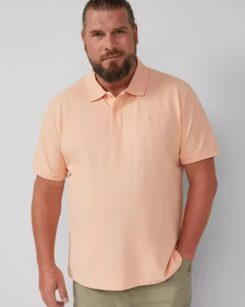 Big Sizes Tricou polo barbati big sizes, Regular fit din bumbac, Portocaliu deschis