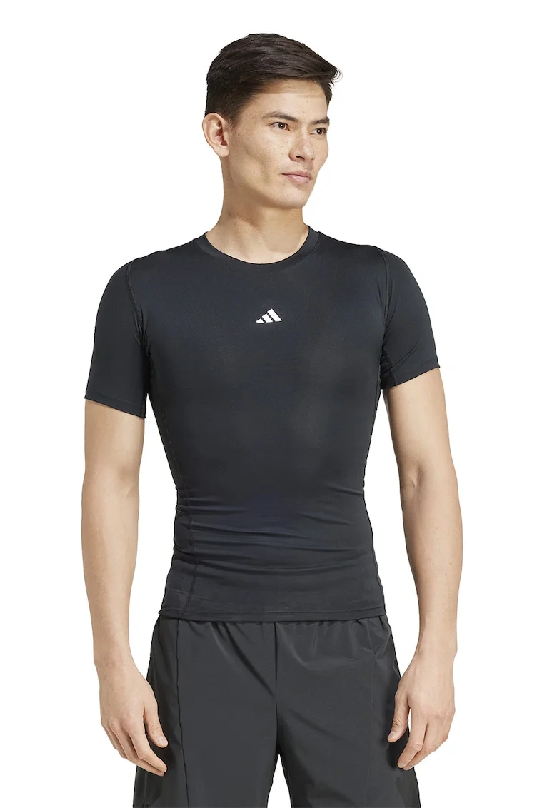 Tricou slim fit pentru fitness, Negru