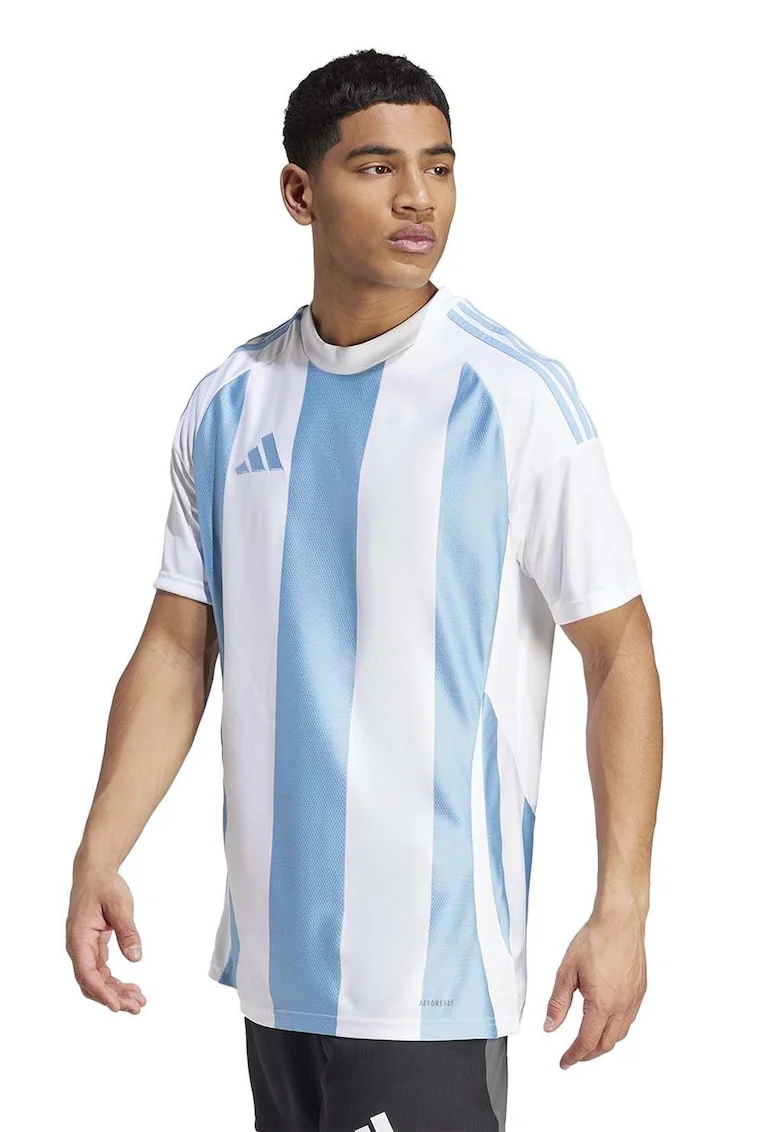 Tricou slim fit pentru fotbal Striped 24, Alb/Albastru deschis