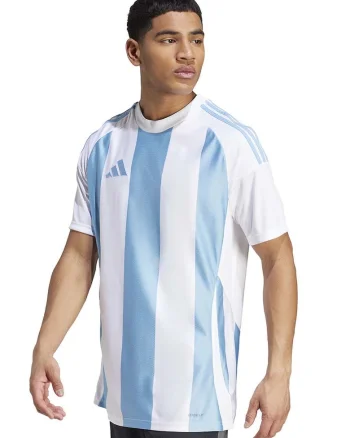 Tricou slim fit pentru fotbal Striped 24, Alb/Albastru deschis