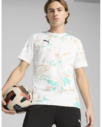 Tricou pentru fotbal Marbled, Maro taupe/Alb optic/Verde menta