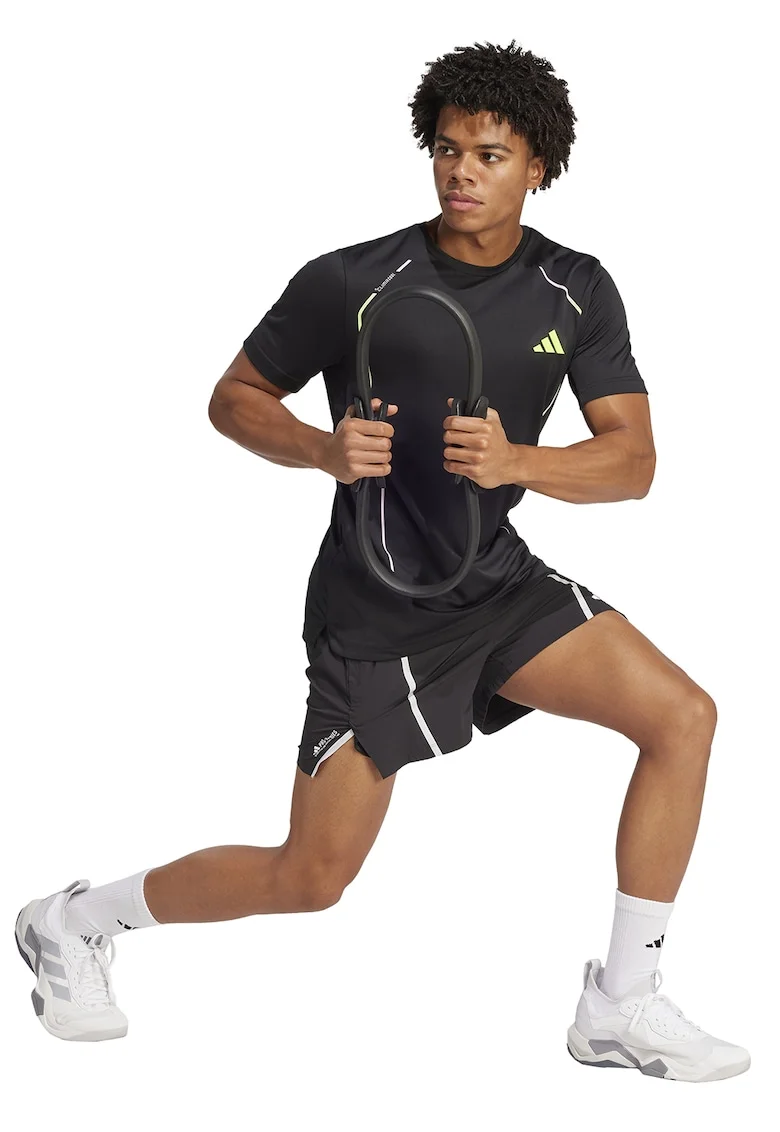 Tricou cu tehnologie Clima Cool pentru fitness, Negru/Verde lime