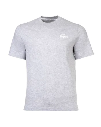 Tricou cu decolteu la baza gatului si logo, Gri