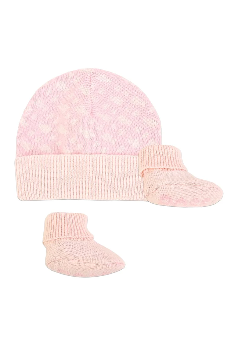 Set de caciula si sosete, Roz pastel