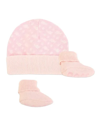 Set de caciula si sosete, Roz pastel