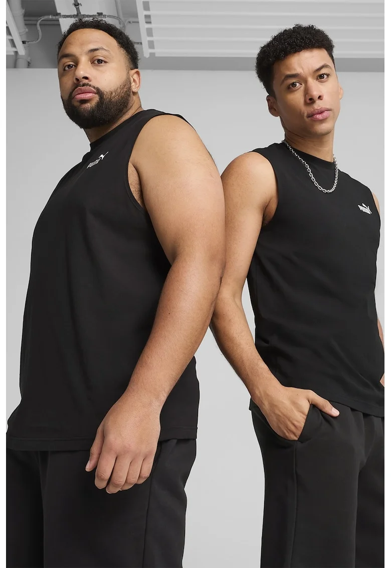 Top din amestec de bumbac cu detaliu logo, Negru