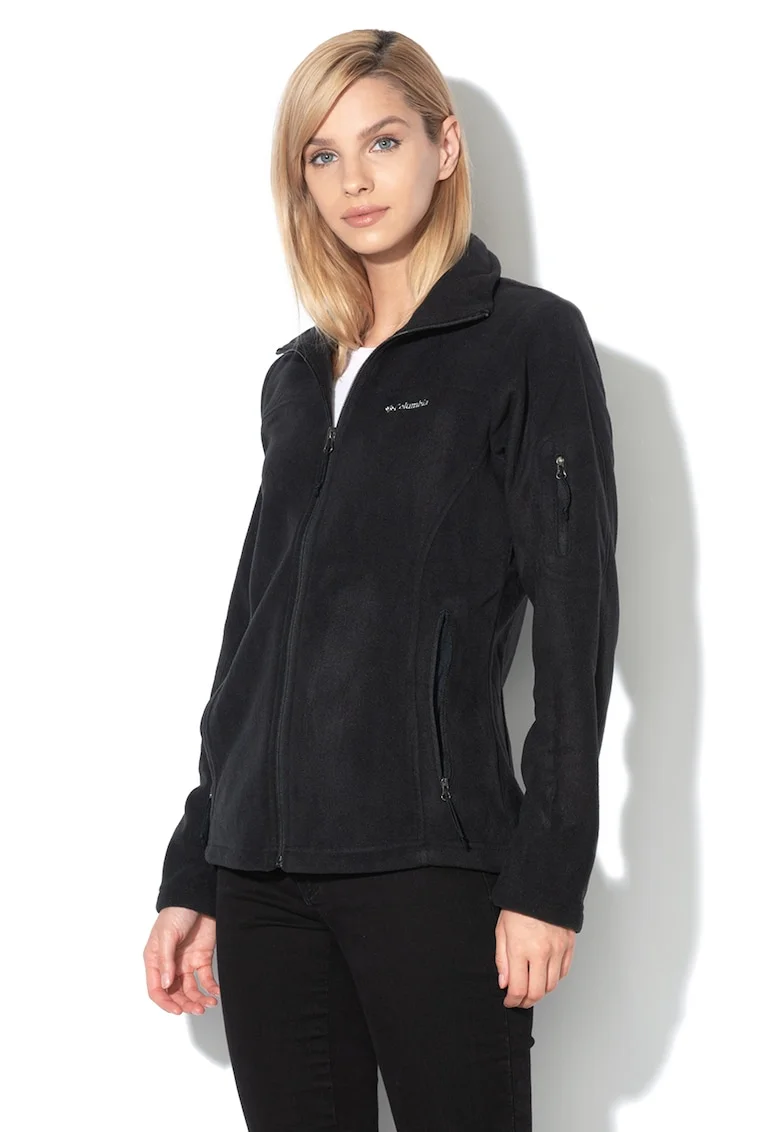 Bluza din fleece cu fermoar pentru trekking Fast Trek II, Negru