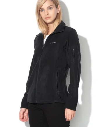 Bluza din fleece cu fermoar pentru trekking Fast Trek II, Negru