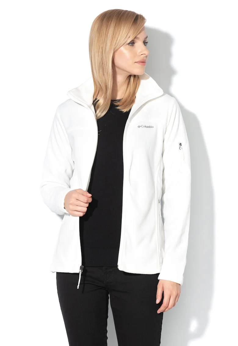 Bluza din fleece cu fermoar pentru trekking Fast Trek II, Alb