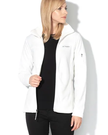 Bluza din fleece cu fermoar pentru trekking Fast Trek II, Alb