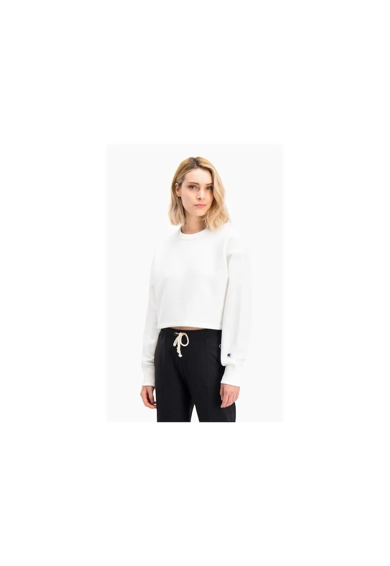 Pulover hanorac  Crewneck Hanorac Alb Bumbac,