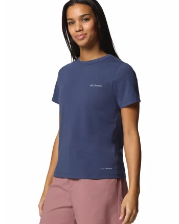 Tricou din amestec de bumbac pentru trekking Sun Trek, Bleumarin